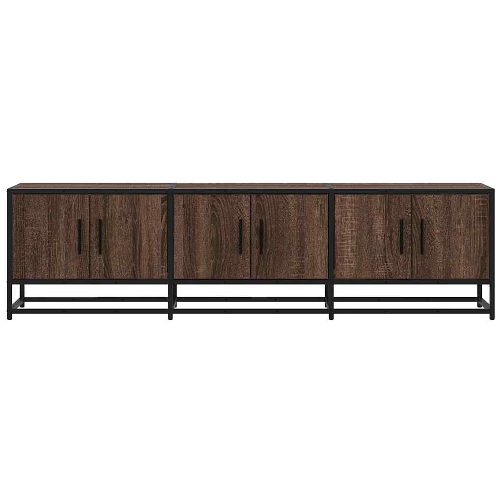 tv-bord 150x35x41 cm konstrueret træ og metal brun egetræsfarve