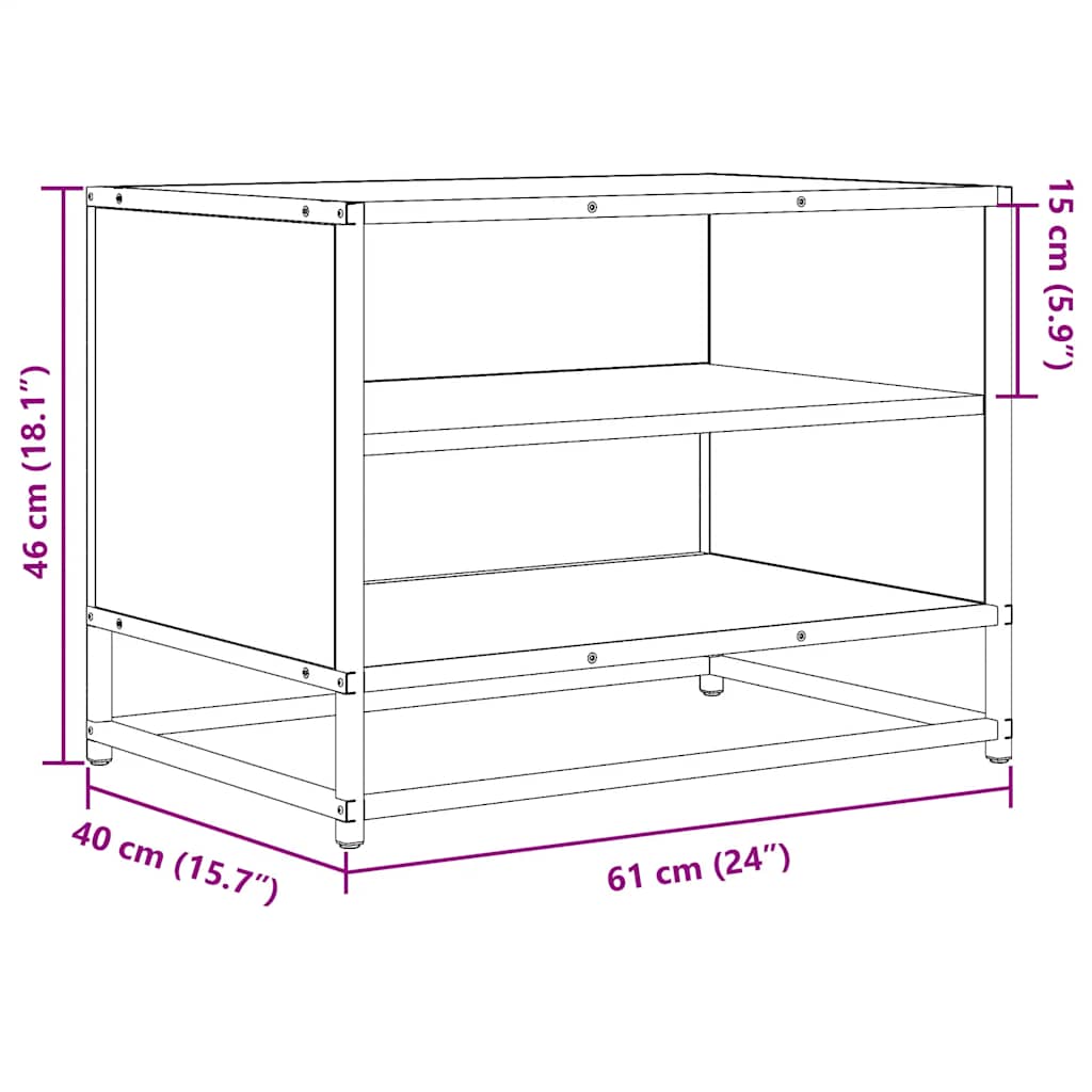 tv-bord 61x40x46 cm konstrueret træ og metal sort