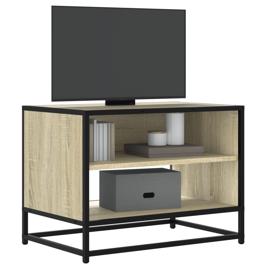 tv-bord 61x40x46 cm konstrueret træ og metal sonoma-eg