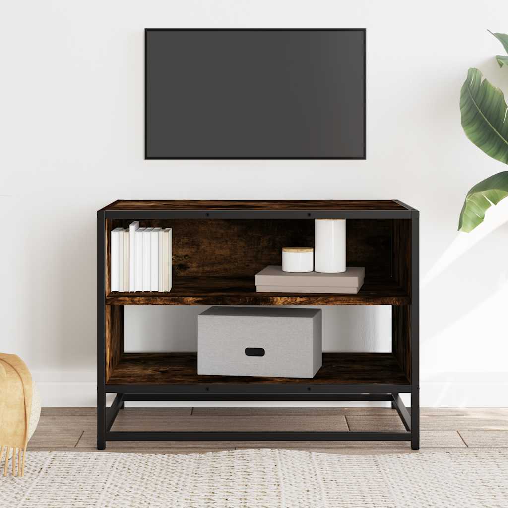 tv-bord 61x40x46 cm konstrueret træ metal røget egetræsfarve