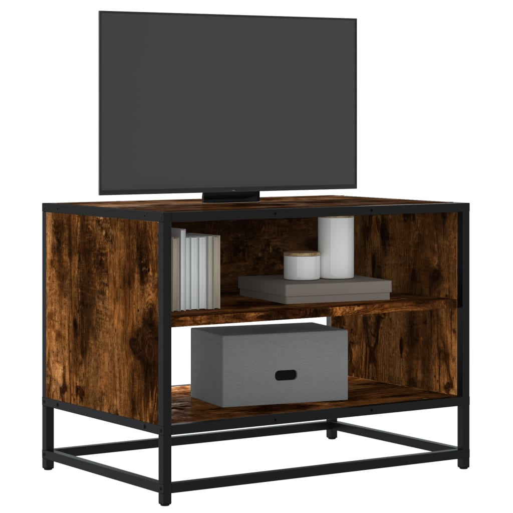 tv-bord 61x40x46 cm konstrueret træ metal røget egetræsfarve