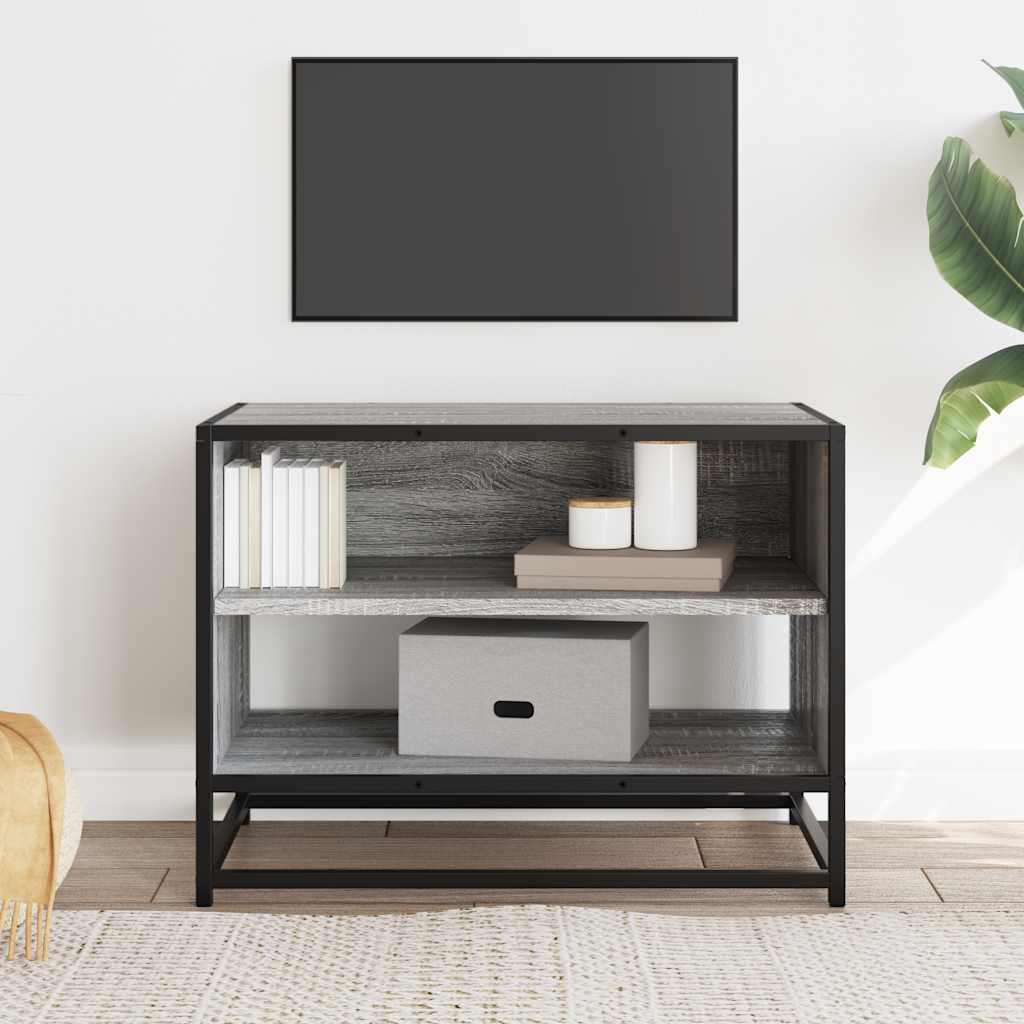 tv-bord 61x40x46 cm konstrueret træ og metal grå sonoma-eg