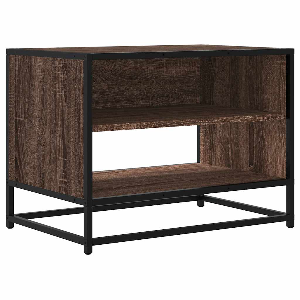 tv-bord 61x40x46 cm konstrueret træ og metal brun egetræsfarve