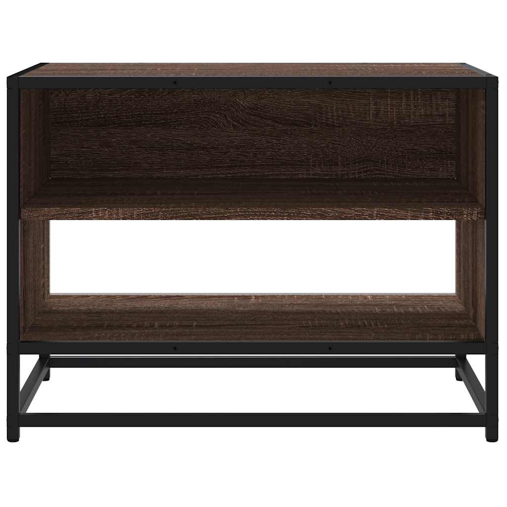 tv-bord 61x40x46 cm konstrueret træ og metal brun egetræsfarve