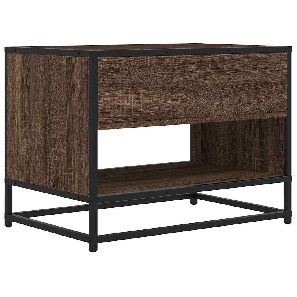 tv-bord 61x40x46 cm konstrueret træ og metal brun egetræsfarve
