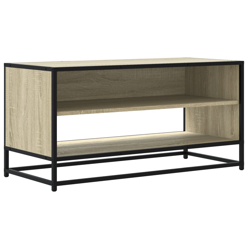 tv-bord 91x40x46 cm konstrueret træ og metal sonoma-eg
