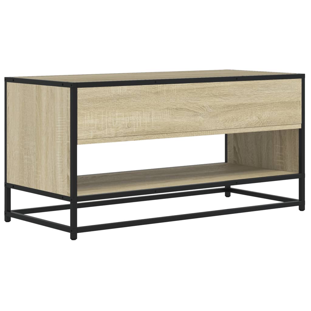 tv-bord 91x40x46 cm konstrueret træ og metal sonoma-eg