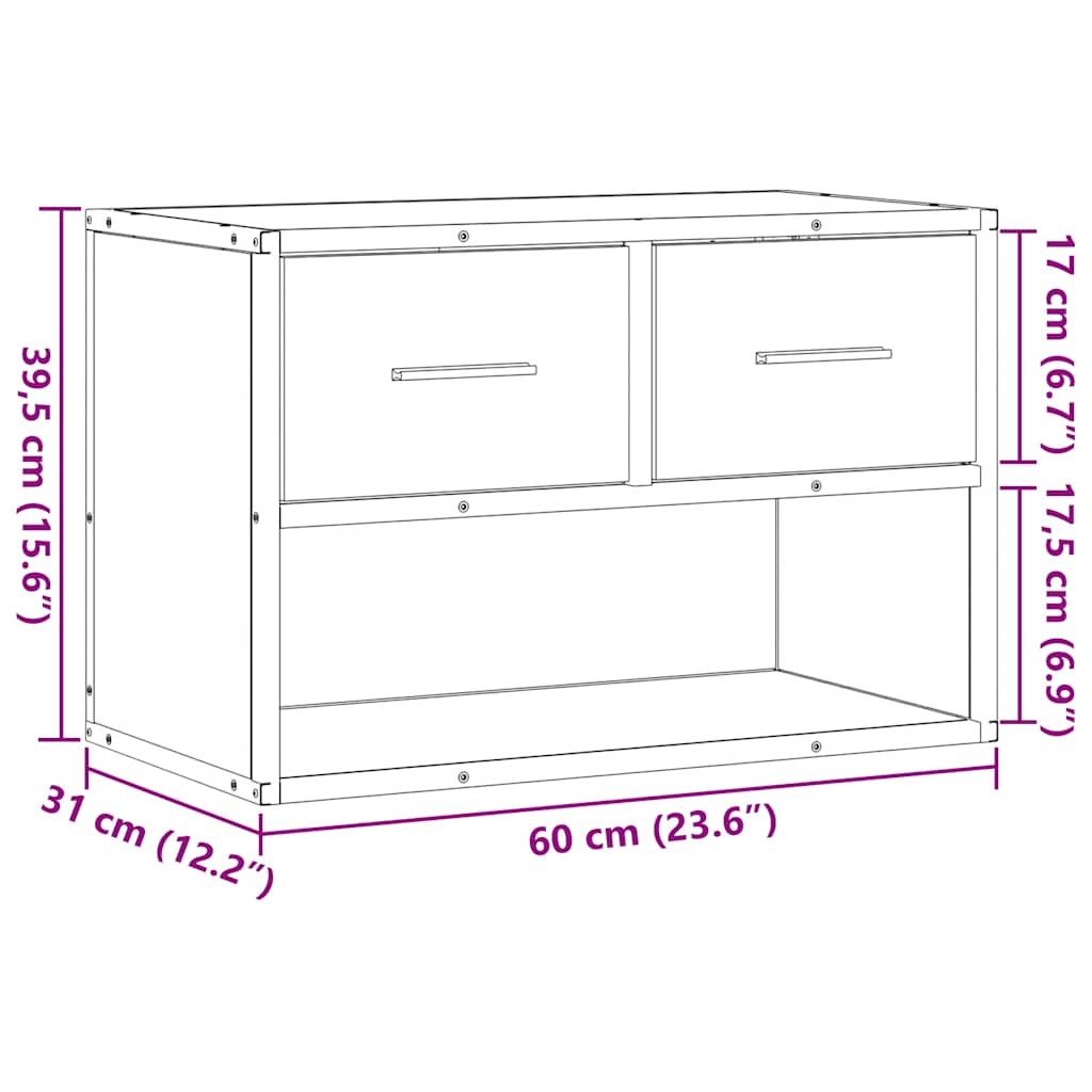 tv-bord 60x31x39,5 cm konstrueret træ og metal sort