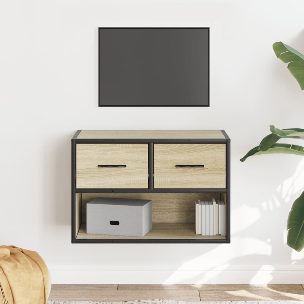 tv-bord 60x31x39,5 cm konstrueret træ og metal sonoma-eg