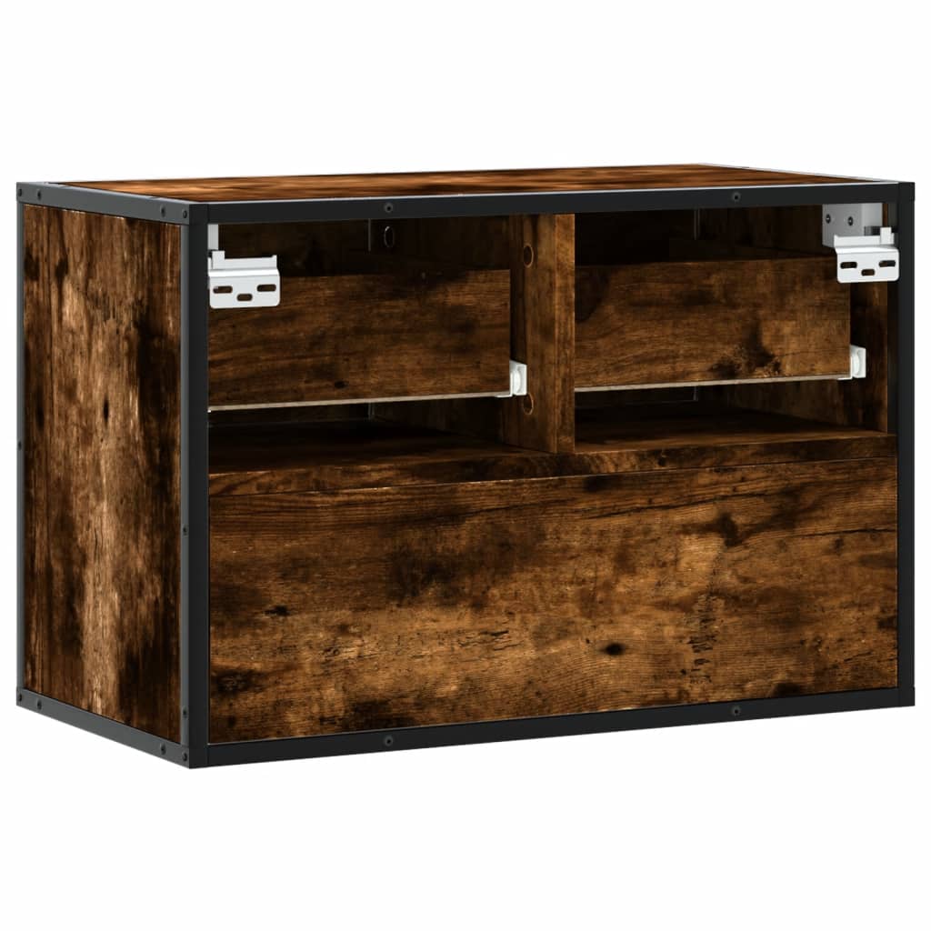 tv-bord 60x31x39,5 cm træ og metal røget egetræsfarve