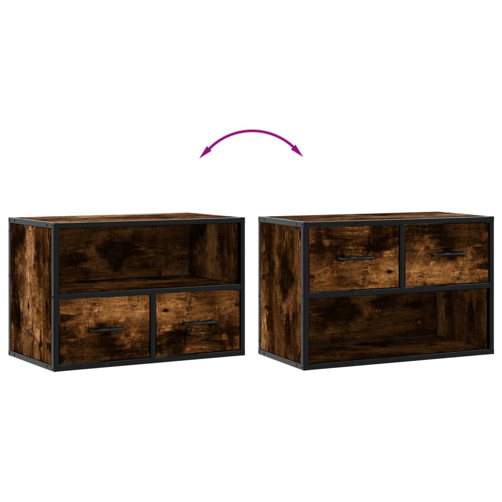 tv-bord 60x31x39,5 cm træ og metal røget egetræsfarve