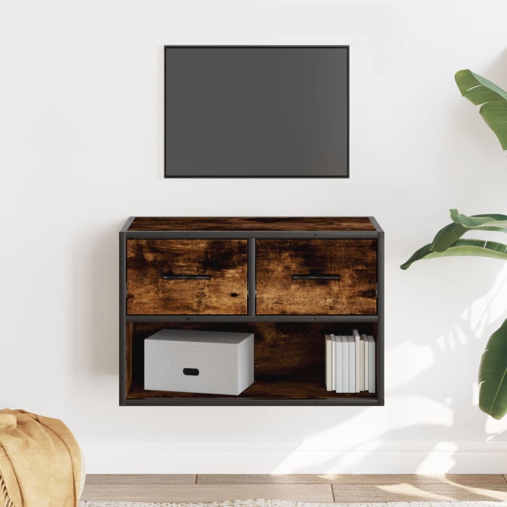 tv-bord 60x31x39,5 cm træ og metal røget egetræsfarve