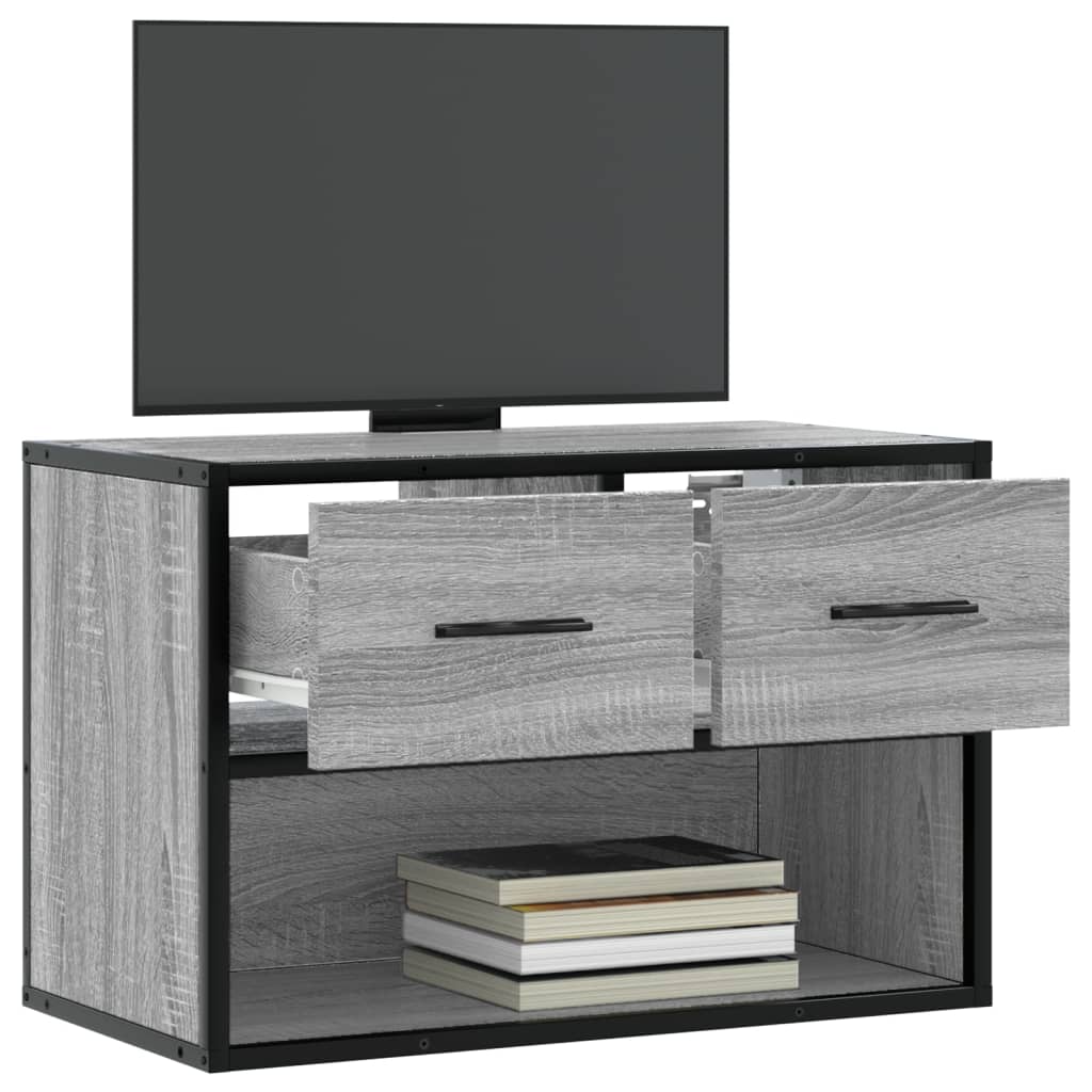 tv-bord 60x31x39,5 cm konstrueret træ og metal grå sonoma-eg