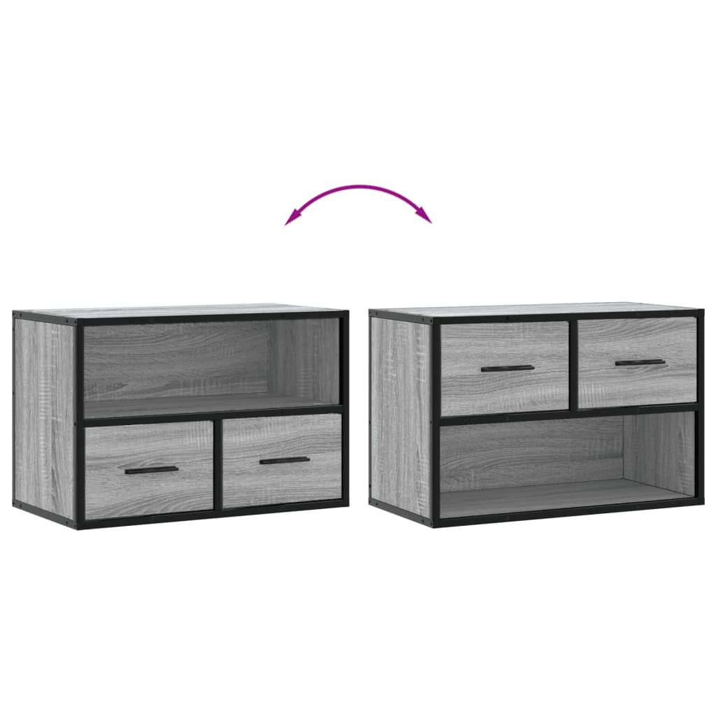 tv-bord 60x31x39,5 cm konstrueret træ og metal grå sonoma-eg