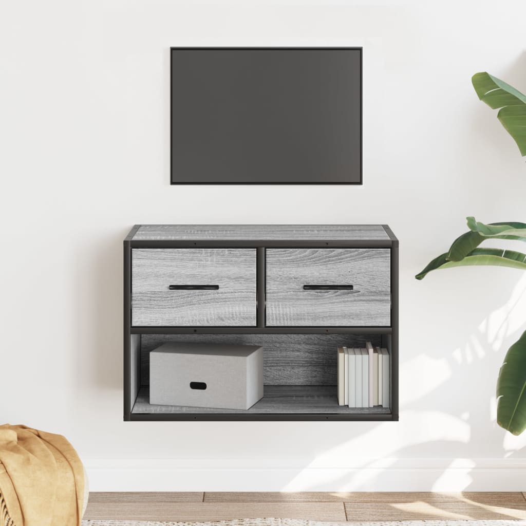 tv-bord 60x31x39,5 cm konstrueret træ og metal grå sonoma-eg