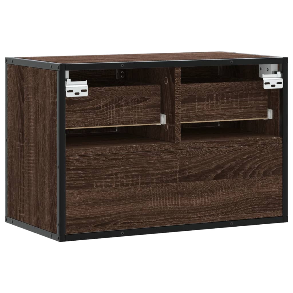 tv-bord 60x31x39,5 cm konstrueret træ og metal brunt eg