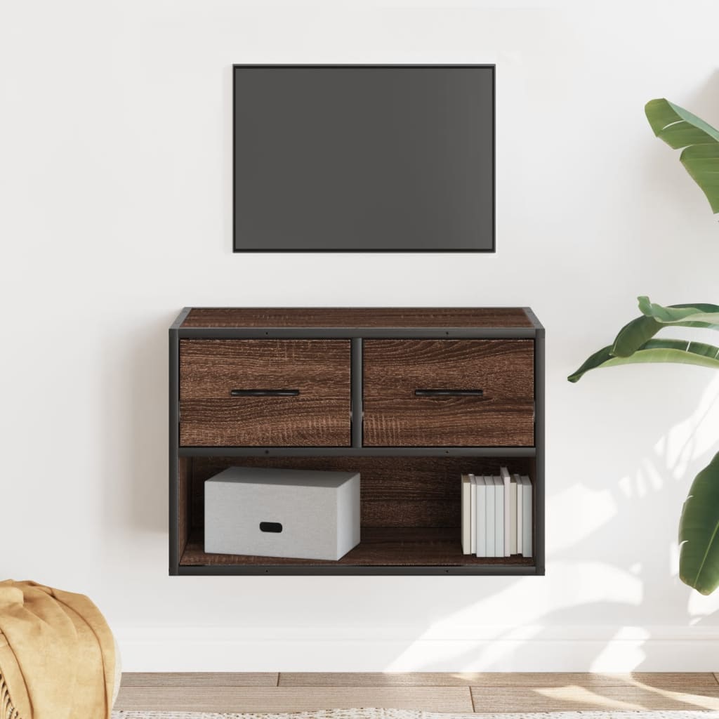 tv-bord 60x31x39,5 cm konstrueret træ og metal brunt eg