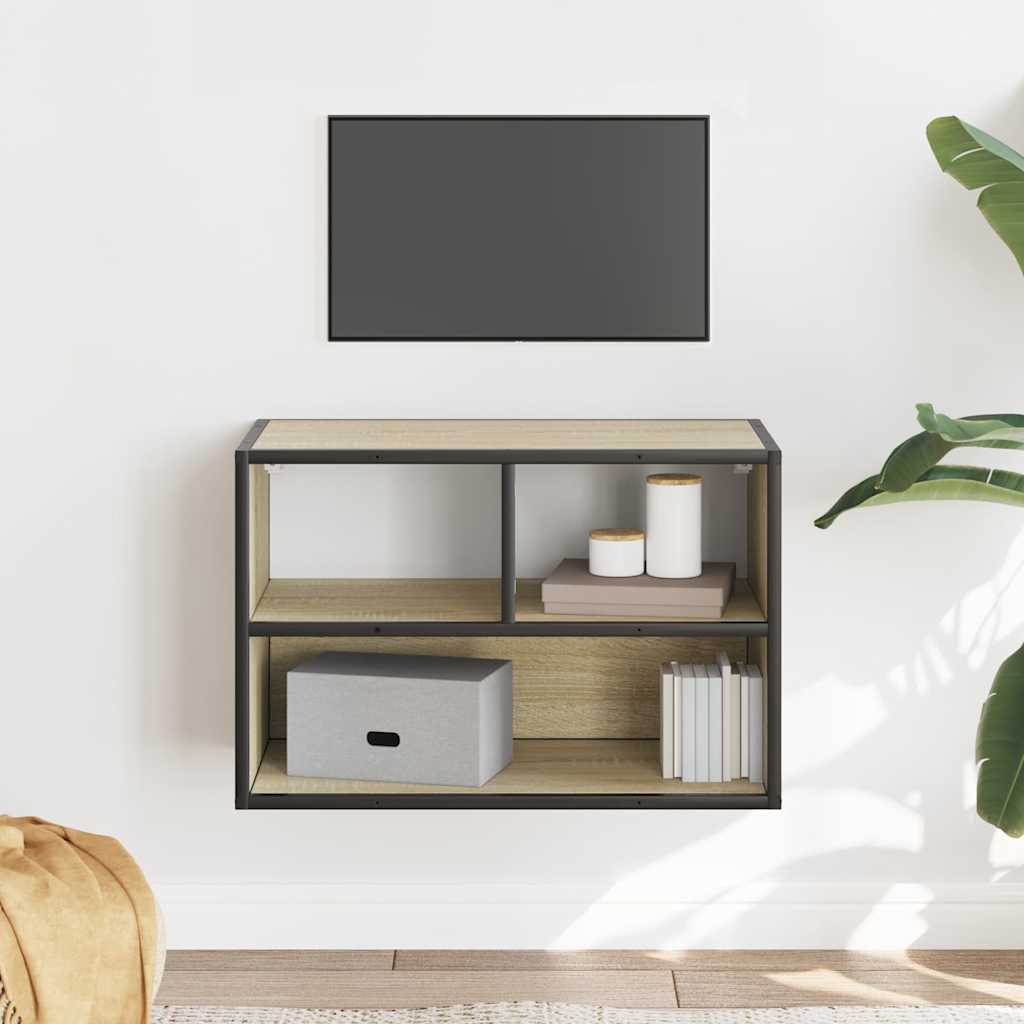 tv-bord 60x31x39,5 cm konstrueret træ og metal sonoma-eg