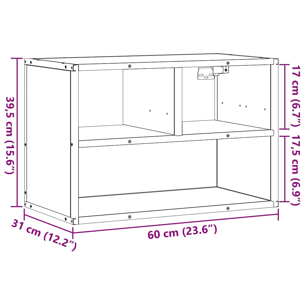 tv-bord 60x31x39,5 cm konstrueret træ og metal sonoma-eg