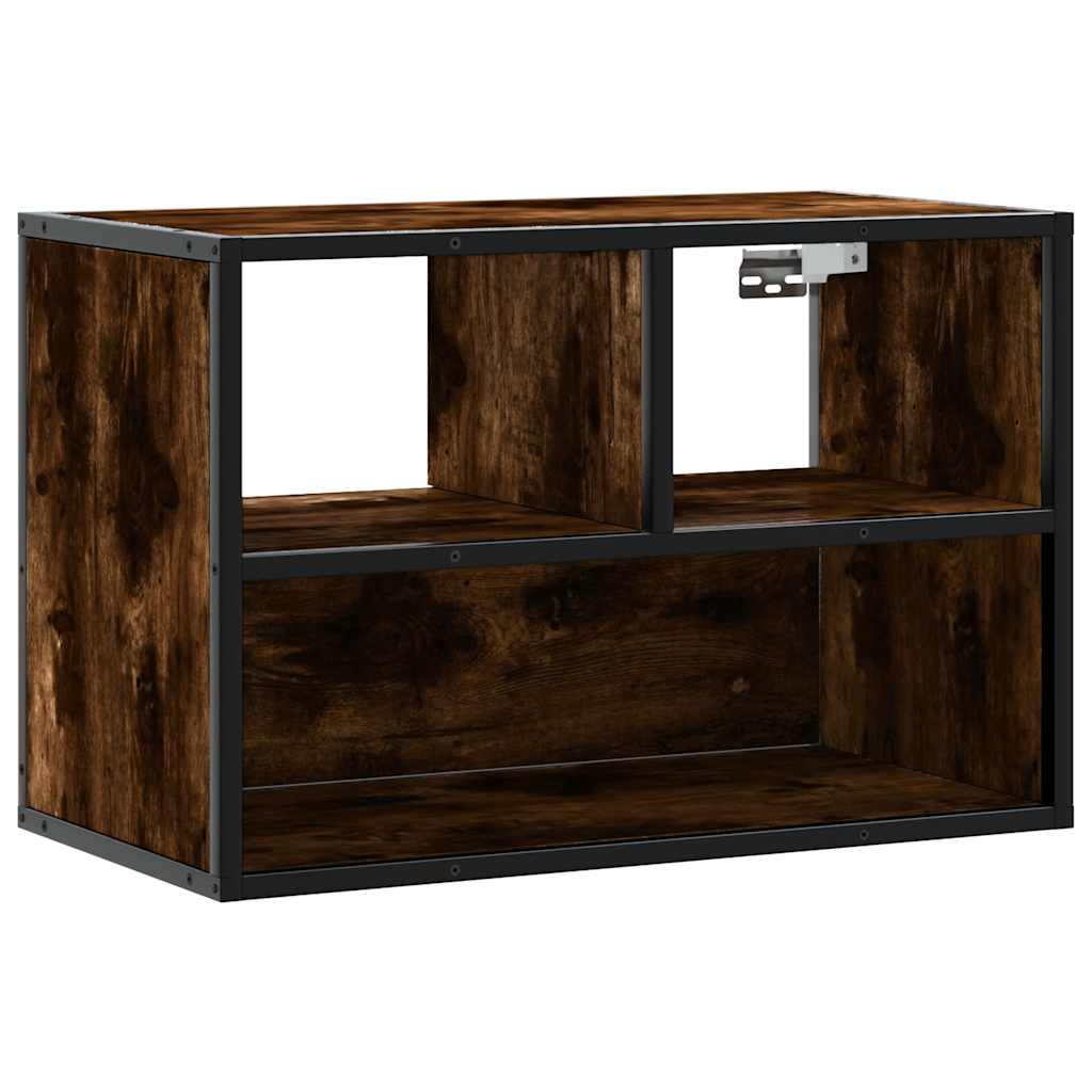 tv-bord 60x31x39,5 cm konstrueret træ og metal røget egetræ