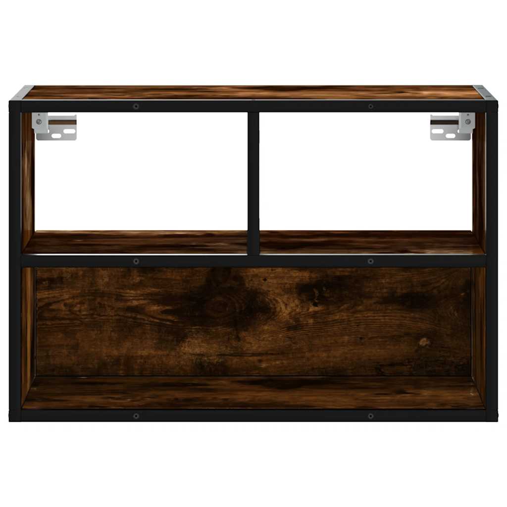 tv-bord 60x31x39,5 cm konstrueret træ og metal røget egetræ