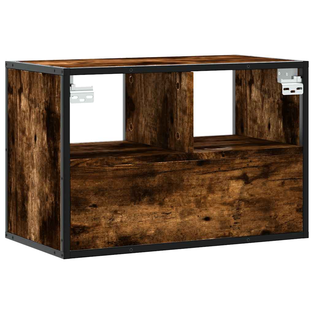 tv-bord 60x31x39,5 cm konstrueret træ og metal røget egetræ