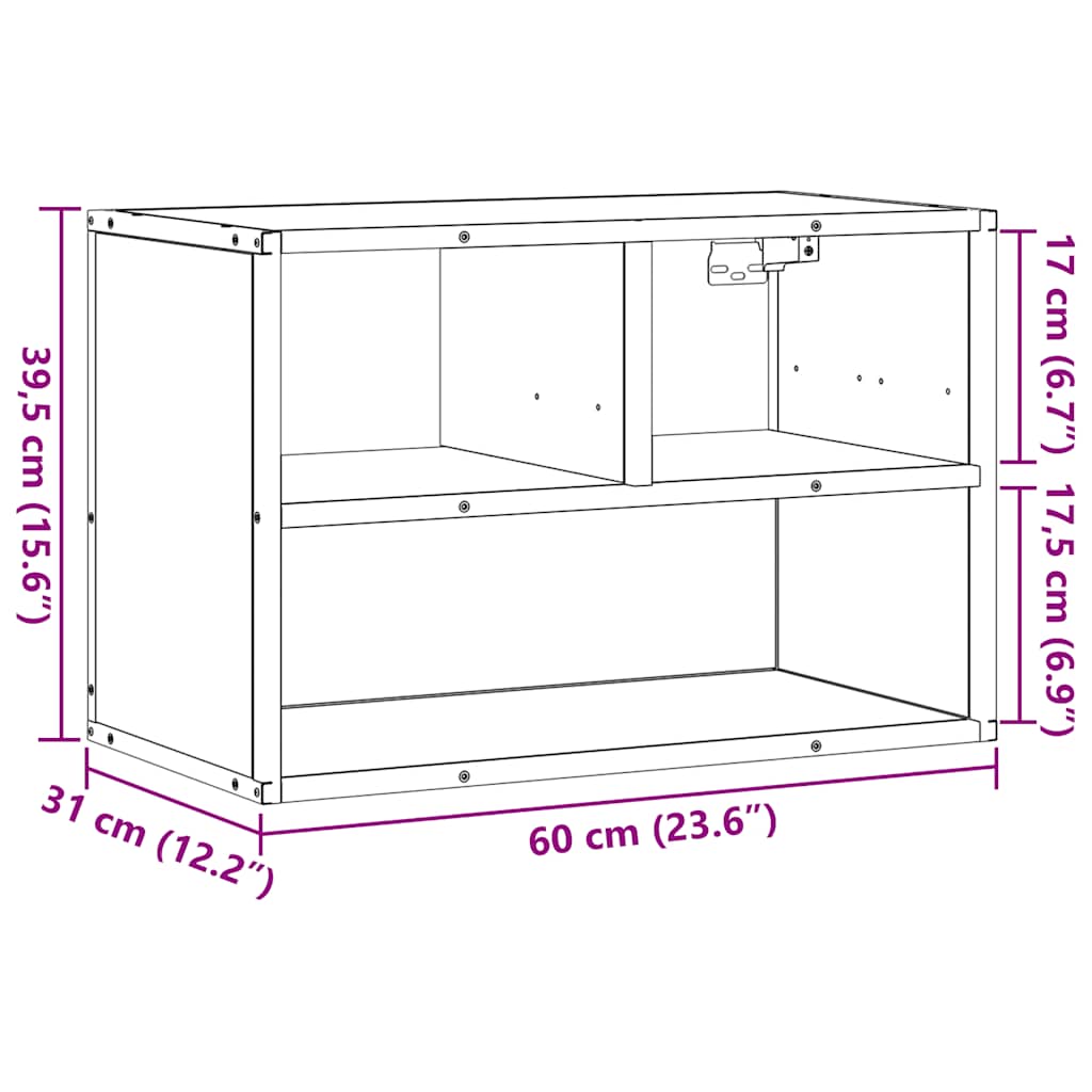 tv-bord 60x31x39,5 cm konstrueret træ og metal røget egetræ