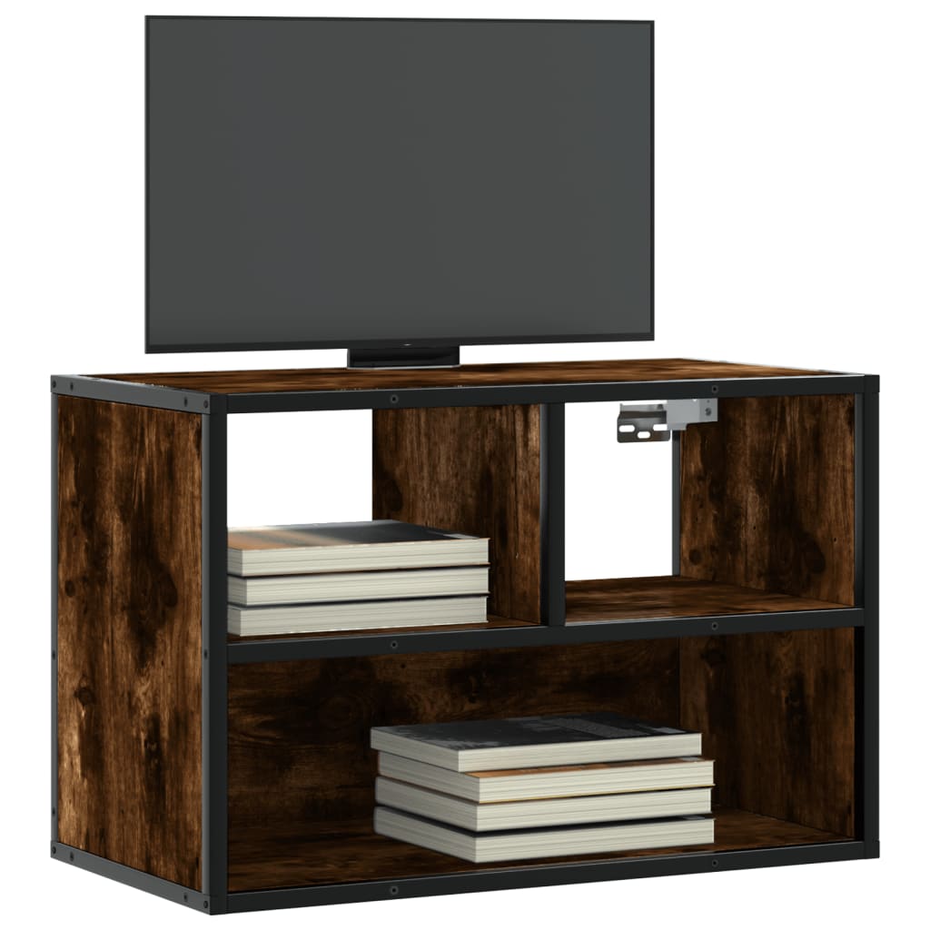 tv-bord 60x31x39,5 cm konstrueret træ og metal røget egetræ