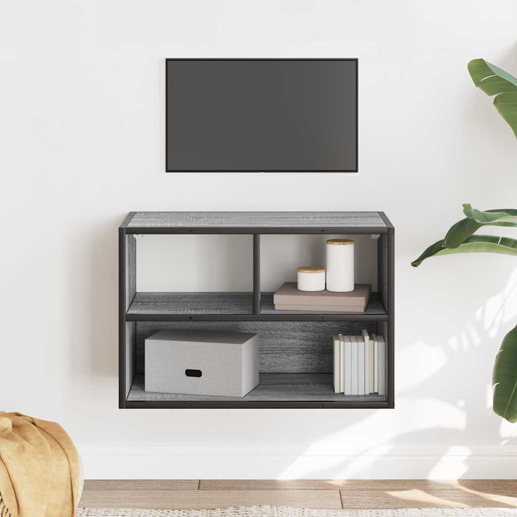 tv-bord 60x31x39,5 cm konstrueret træ og metal grå sonoma-eg