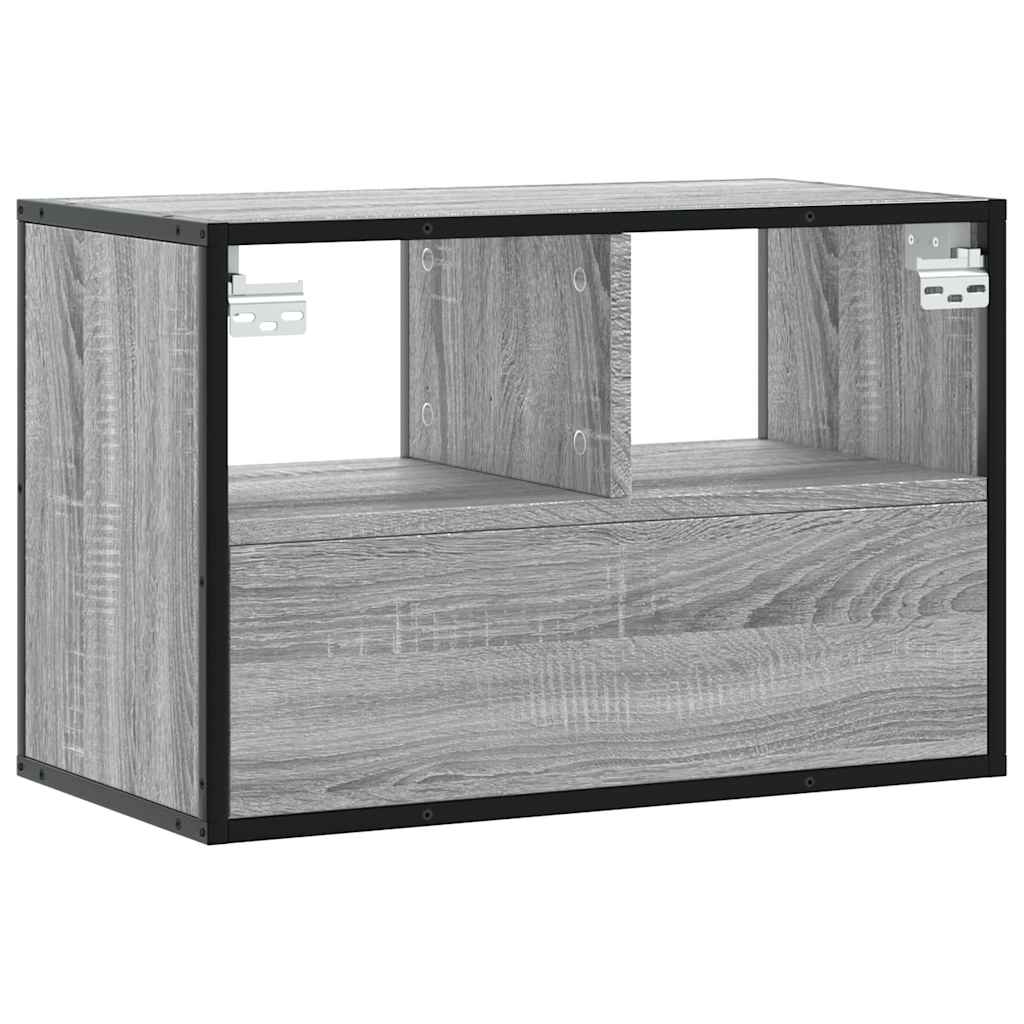 tv-bord 60x31x39,5 cm konstrueret træ og metal grå sonoma-eg