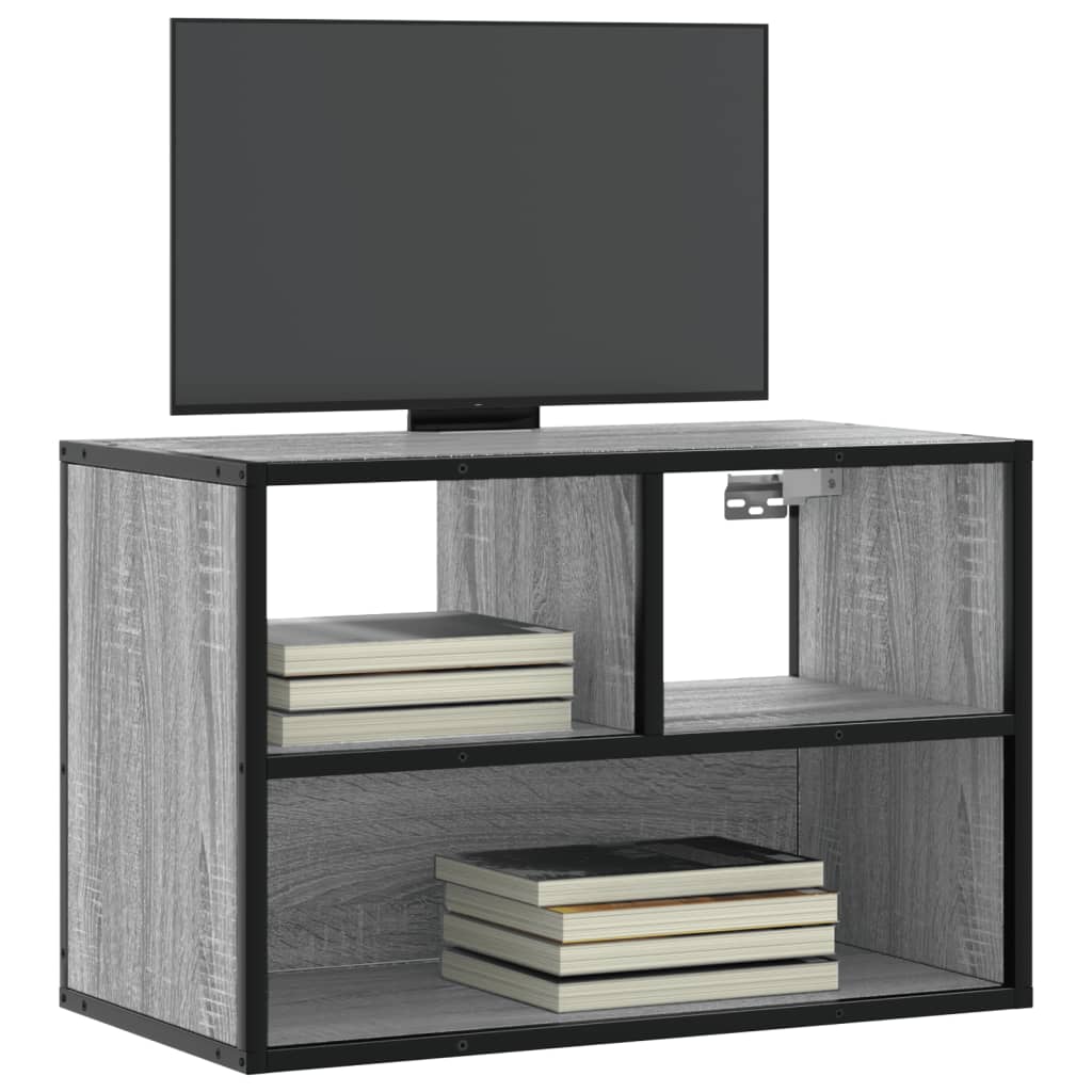 tv-bord 60x31x39,5 cm konstrueret træ og metal grå sonoma-eg