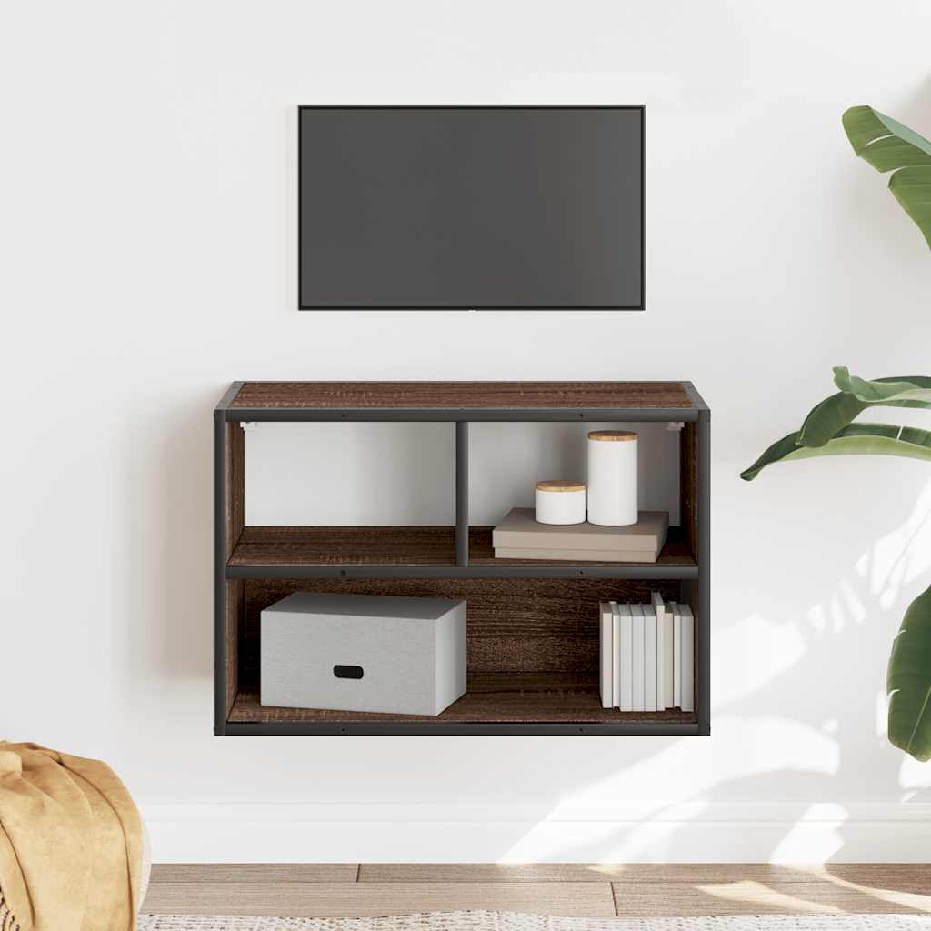 tv-bord 60x31x39,5 cm konstrueret træ og metal brunt eg
