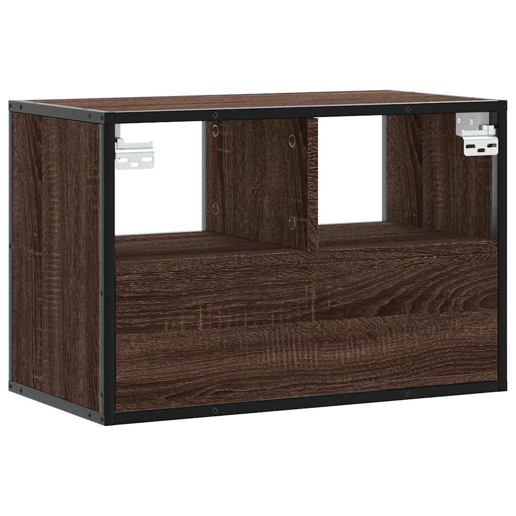 tv-bord 60x31x39,5 cm konstrueret træ og metal brunt eg