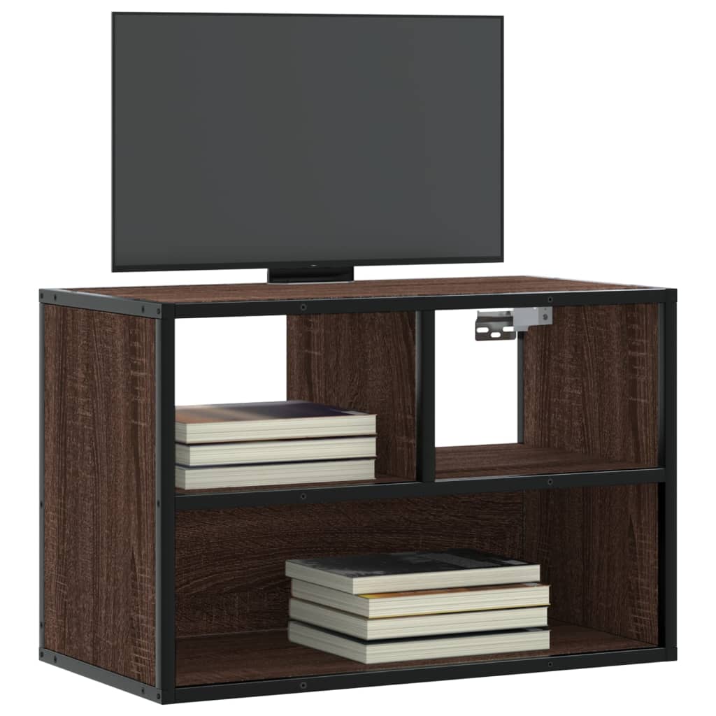 tv-bord 60x31x39,5 cm konstrueret træ og metal brunt eg