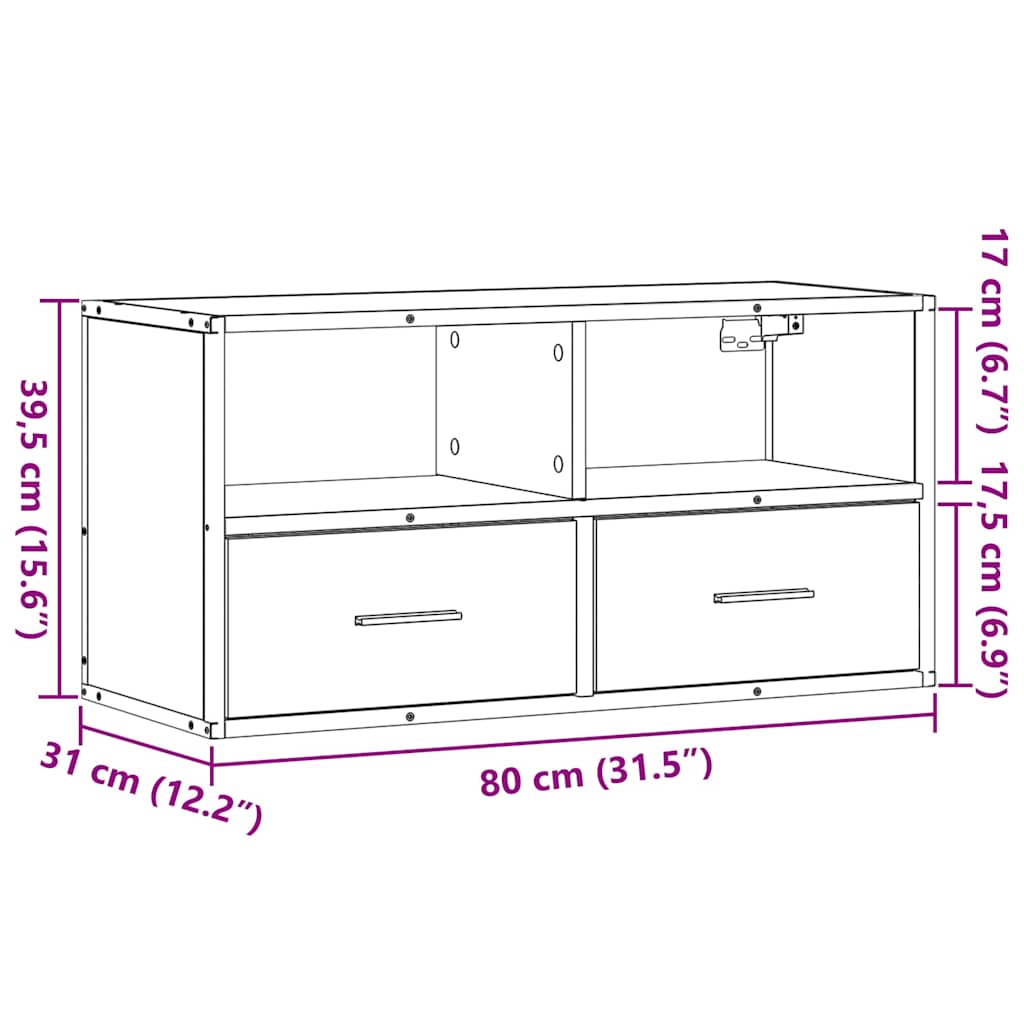 tv-bord 80x31x39,5 cm konstrueret træ og metal sort