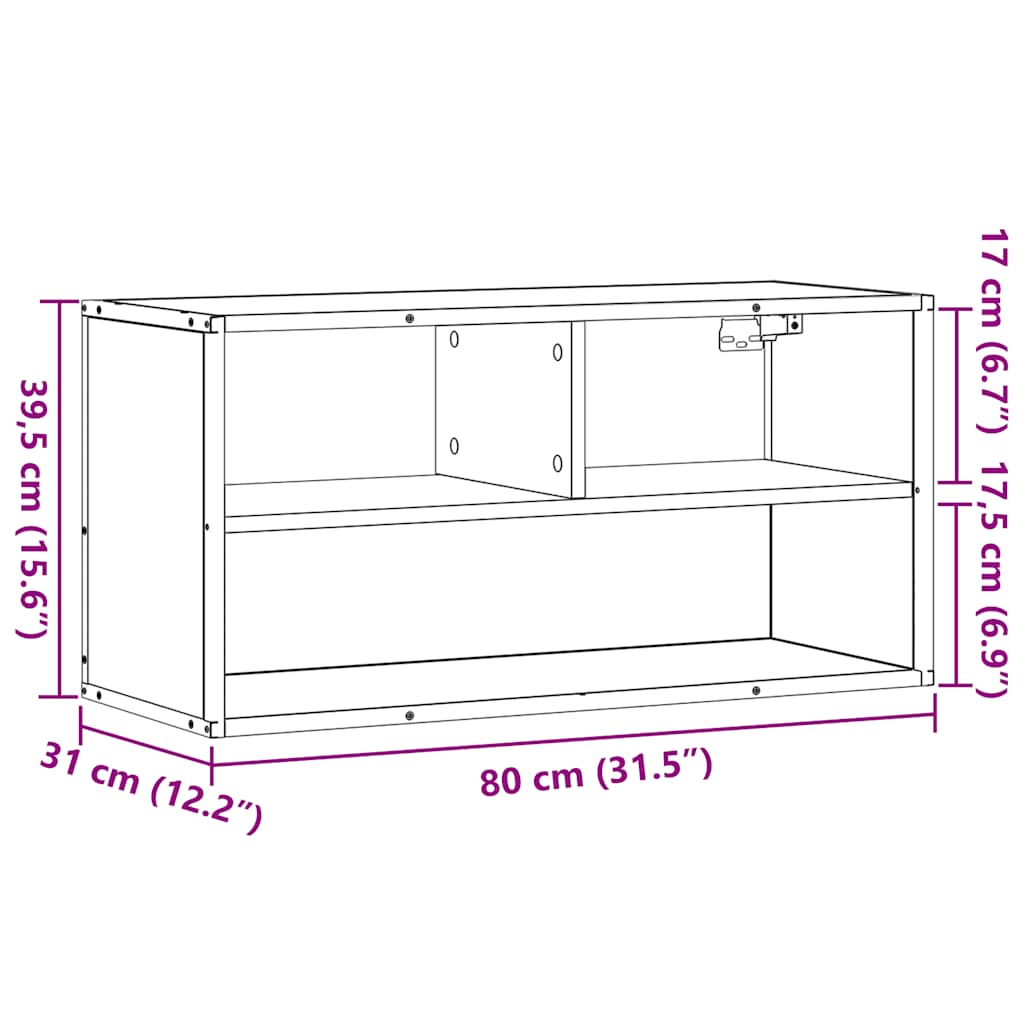 tv-bord 80x31x39,5 cm konstrueret træ og metal røget egetræ