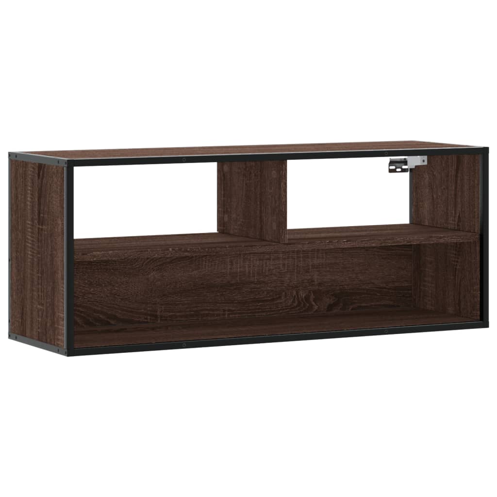 tv-bord 100x31x39,5 cm konstrueret træ og metal brunt eg