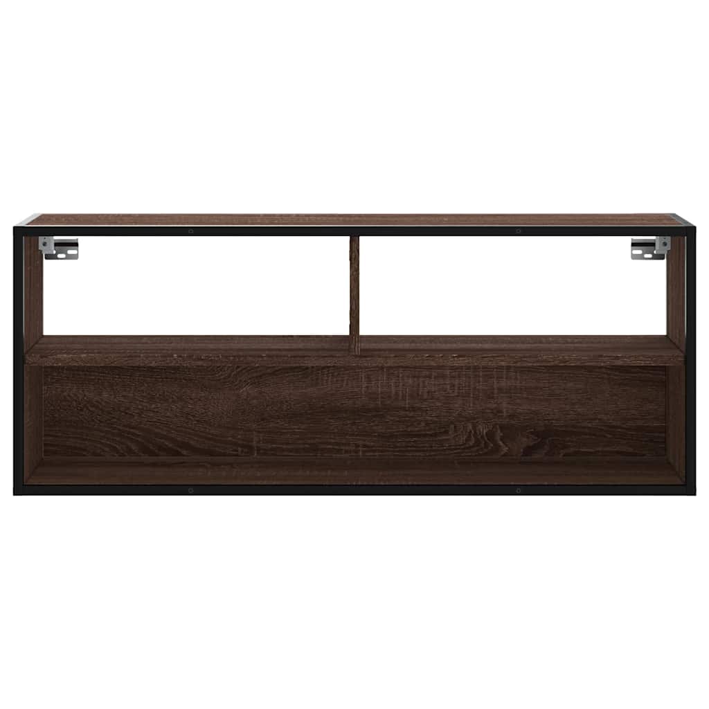 tv-bord 100x31x39,5 cm konstrueret træ og metal brunt eg