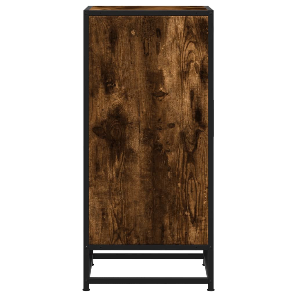 skab 35,5x35x76 cm konstrueret træ og metal røget egetræsfarve