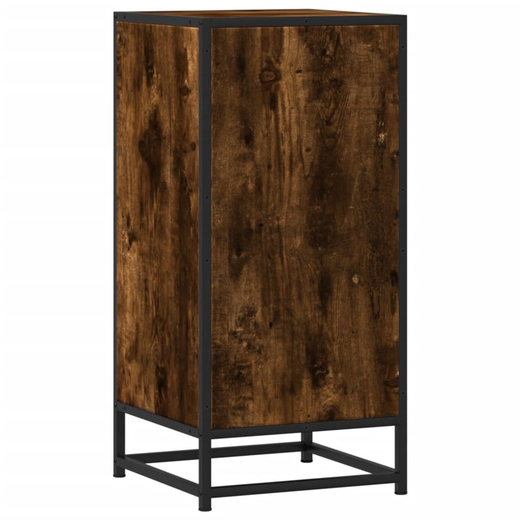 skab 35,5x35x76 cm konstrueret træ og metal røget egetræsfarve