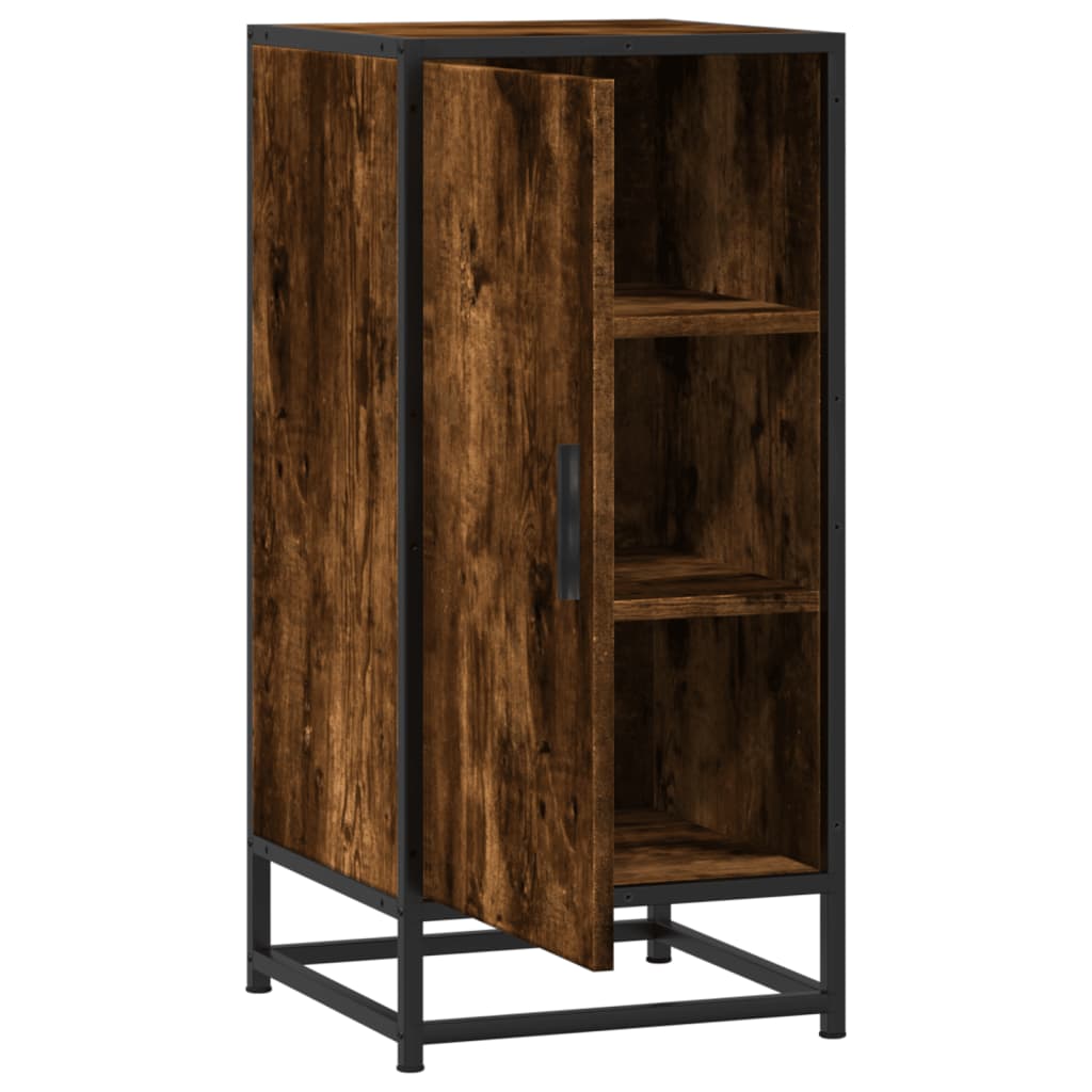skab 35,5x35x76 cm konstrueret træ og metal røget egetræsfarve