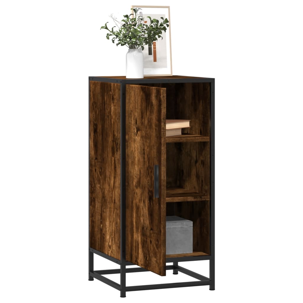 skab 35,5x35x76 cm konstrueret træ og metal røget egetræsfarve