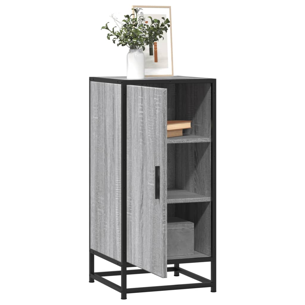 skab 35,5x35x76 cm konstrueret træ og metal grå sonoma-eg