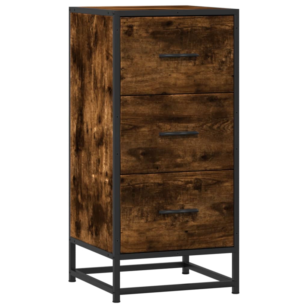 skab 35,5x35x76 cm konstrueret træ og metal røget egetræsfarve