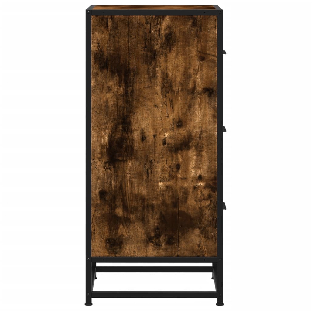 skab 35,5x35x76 cm konstrueret træ og metal røget egetræsfarve