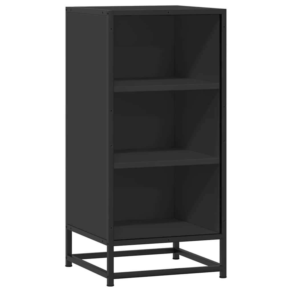 skuffeskab 35,5x35x76 cm konstrueret træ og metal sort