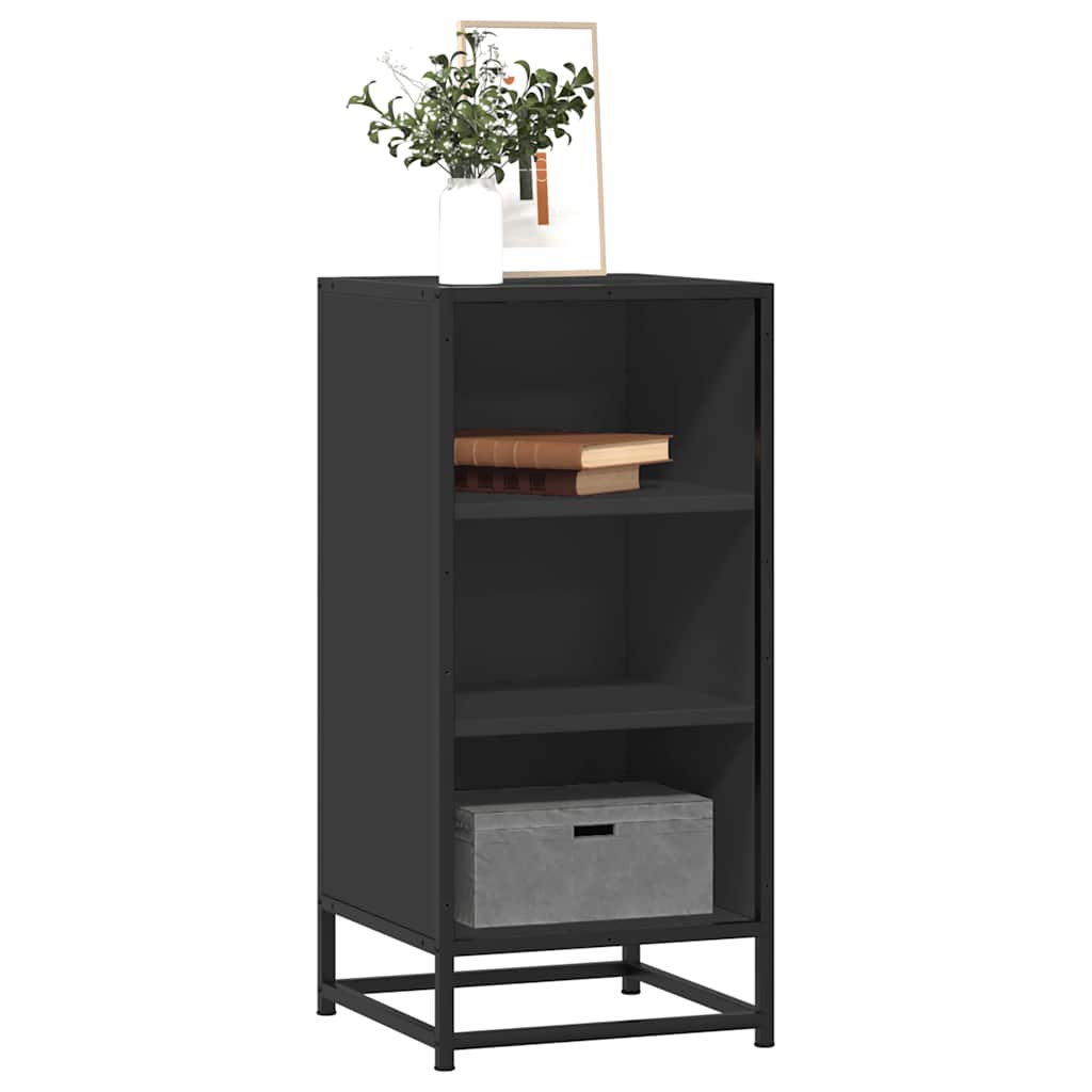 skuffeskab 35,5x35x76 cm konstrueret træ og metal sort