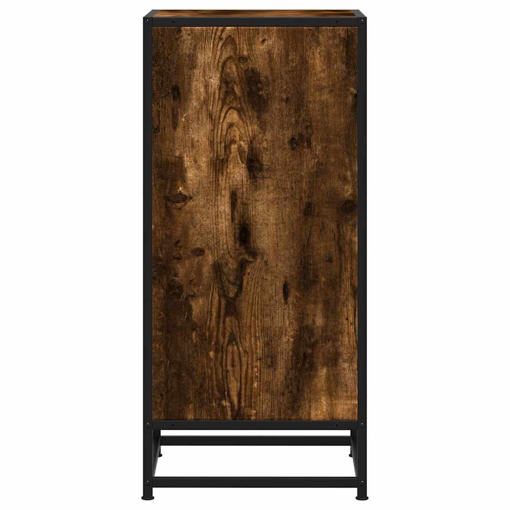 skab 35,5x35x76 cm konstrueret træ og metal røget egetræsfarve