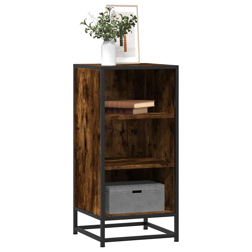 skab 35,5x35x76 cm konstrueret træ og metal røget egetræsfarve