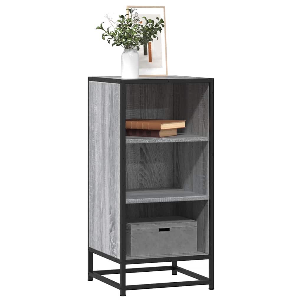 skab 35,5x35x76 cm konstrueret træ og metal grå sonoma-eg